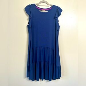 Lilla P Tiered Peplum Tank dress navy Blue NEW XL